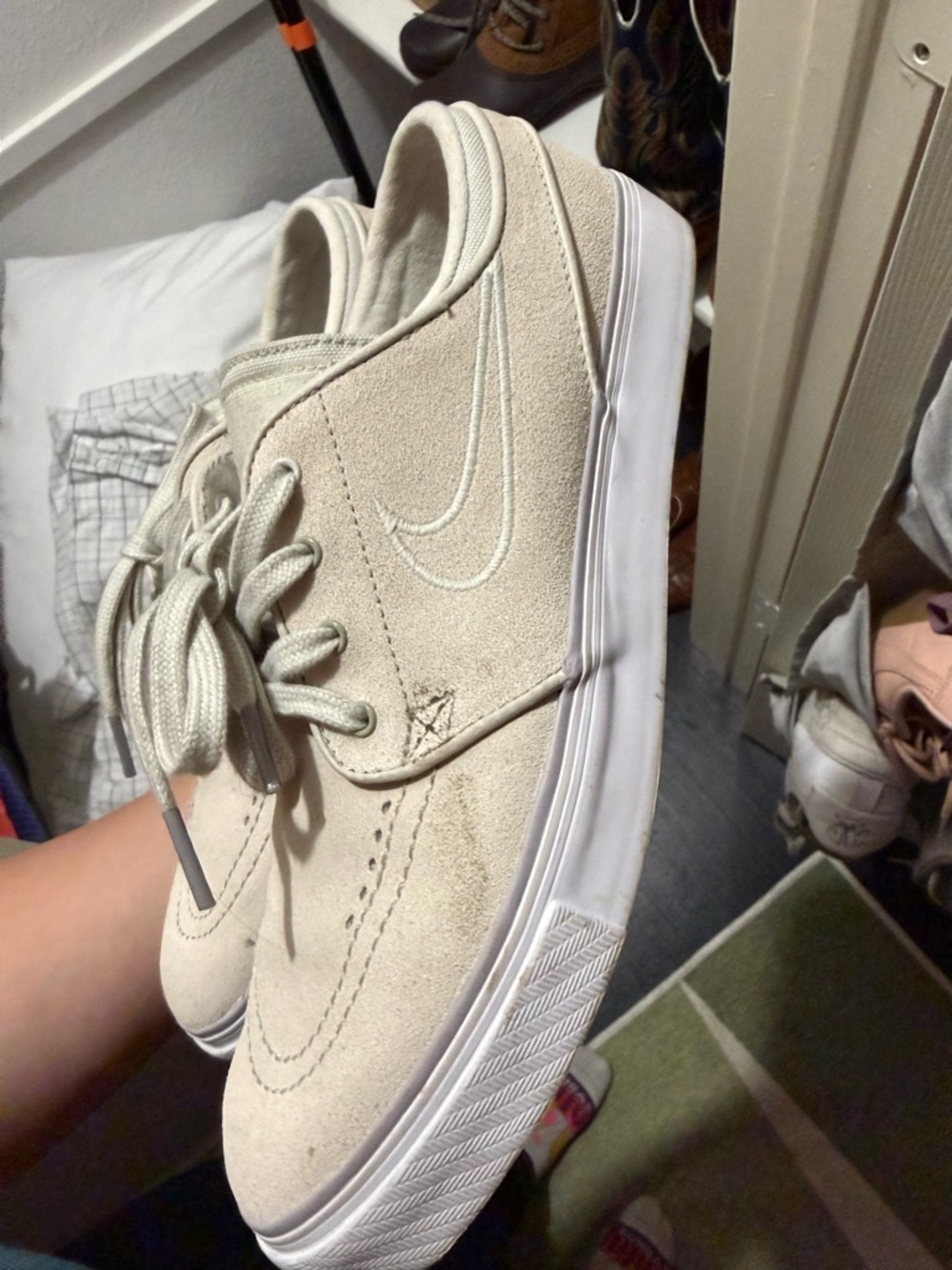 Nike Women’s Low-Top Suede Sneakers in Light Beige